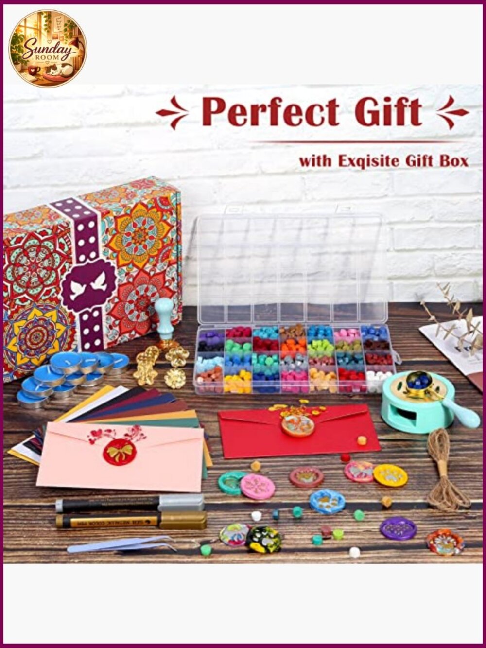 790pc Wax Seal Stamp Kit with Warmer, Beads, Stamps, Envelopes, Gift Box for - Picture 7 of 7
